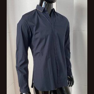 The Kooples Navy Zipper Collar Button Down Shirt Size L